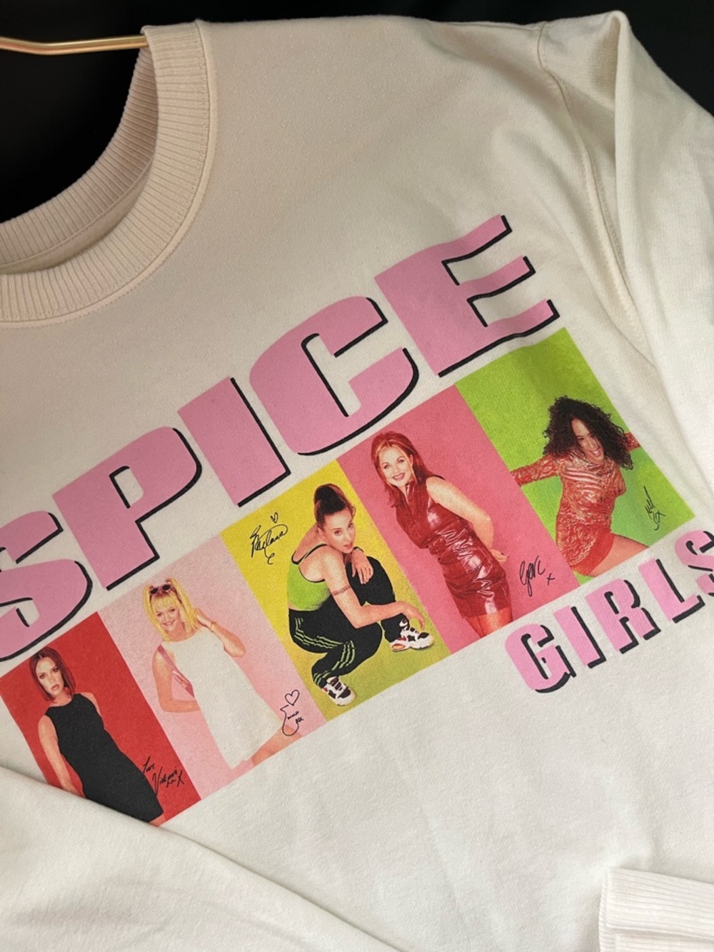 Hollister Cream & Pink retro 90s Graphic Spice Crewneck size XXS Oversize - Picture 14 of 14